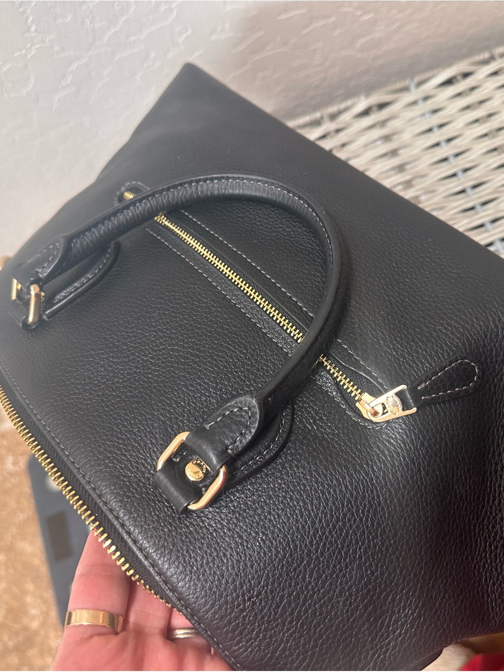 Coach Black Pebbled Leather Satchel with Gold Logo - Picture 3 of 4